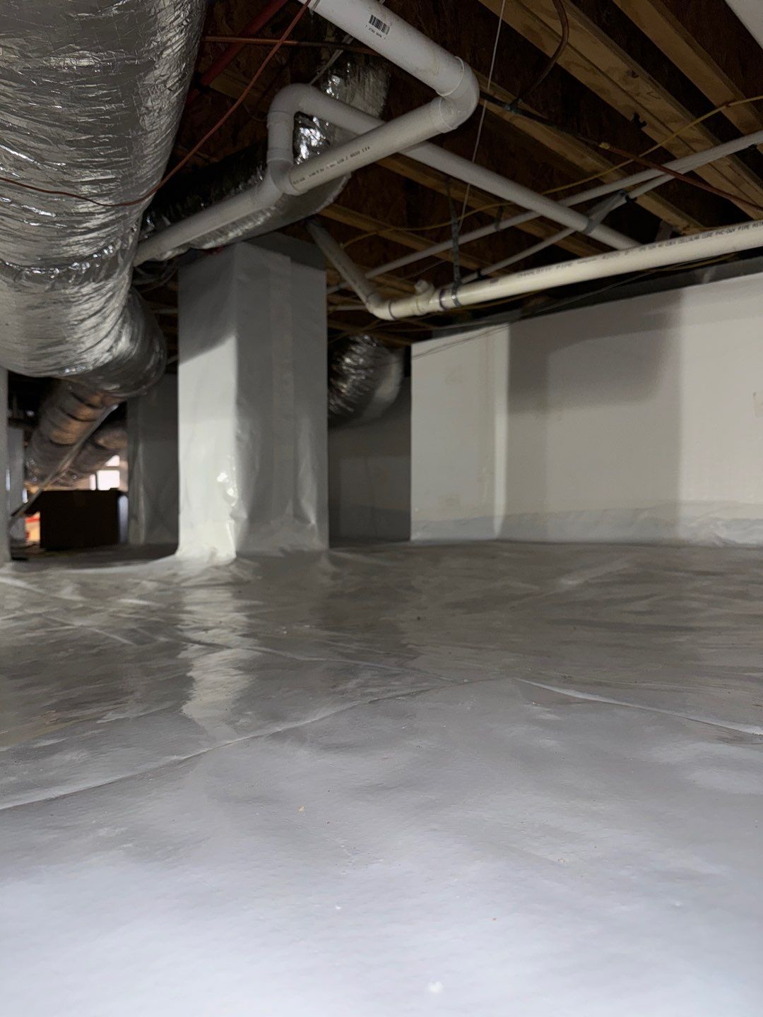 Vapor barrier installed in a crawlspace